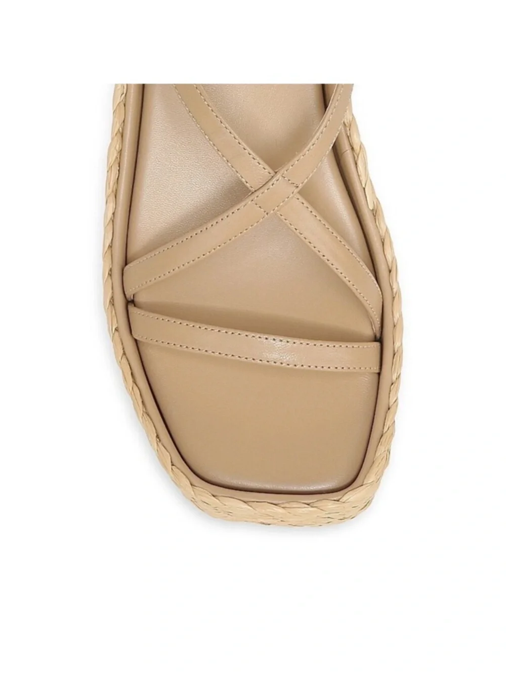 Vince leather platform wedges raffia sandals